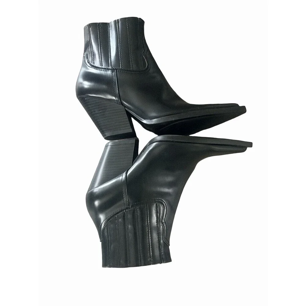 Zara Black Pointed Toe Western Ankle Boots Size 37